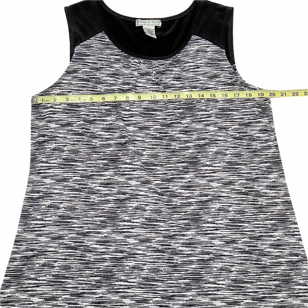 VINTAGE Suzie Black White Heathered Sleeveless Top - Picture 8 of 11